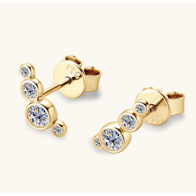 S925 Moissanite Earring Gold Plated