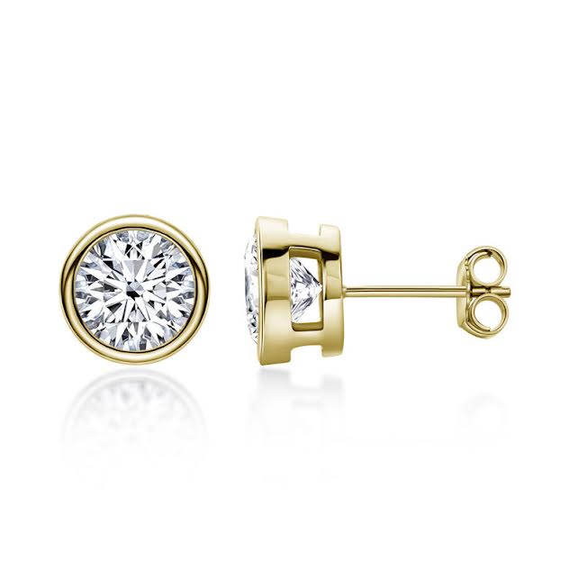 Round Moissanite Earring Gold Plated