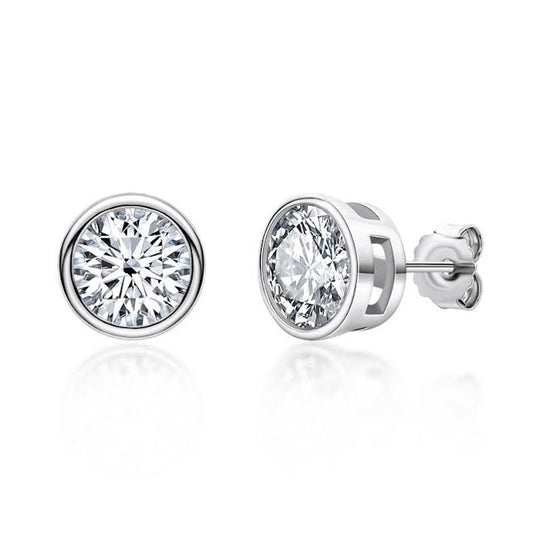 S925 Round Moissanite Earring